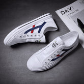 Zapatos deportivos blancos ligeros sin cordones, modernos y casuales para hombre